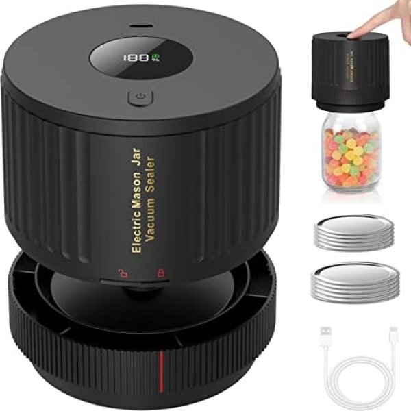 LOVE MOMENT Electric Mason Jar Vacuum Sealer Kit for Wide Mouth