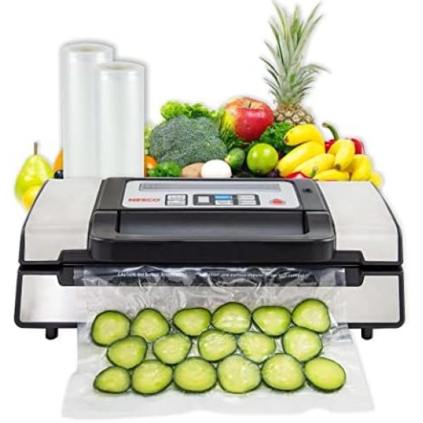 Nesco Deluxe Food VS-12 Vacuum Sealer, 130 Watts, Kit Bags & Viewing Lid
